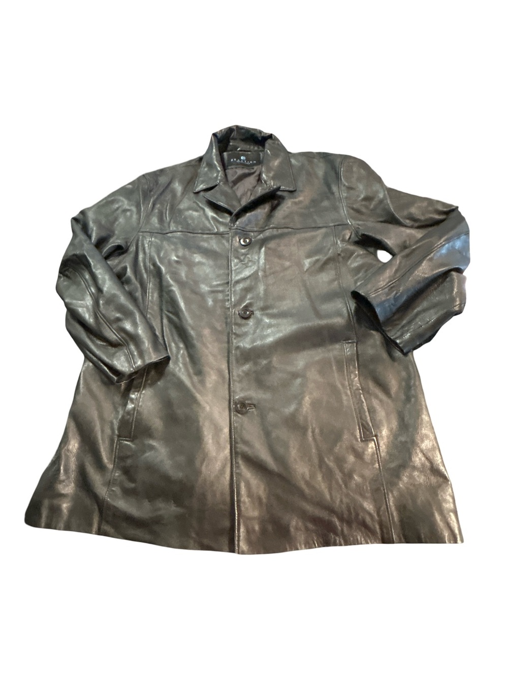 Kenneth Cole Reaction Genuine Leather Car Coat Trench Jacket Black Men’s XXL